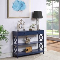 Convenience Concepts Oxford 1 Drawer Console Table With Shelves, Cobalt Blue