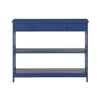 Convenience Concepts Oxford 1 Drawer Console Table With Shelves, Cobalt Blue