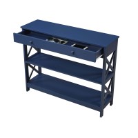 Convenience Concepts Oxford 1 Drawer Console Table With Shelves, Cobalt Blue