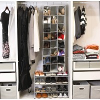 Simple Houseware 24 Section Hanging Shoe Shelves Closet Organizer, Gray