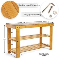 Homemaid Living Bamboo 3 Tier Shoe Rack Bench, Premium Shoe Organizer Or Entryway Bench, Perfect For Shoe Cubby, Entry Bench, Bathroom Bench, Entryway Organizer, Hallway Or Living Room(Natural Bamboo)