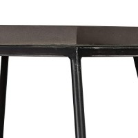 Benjara Hexagonal Concrete End Table With Metal Base, Gray And Black
