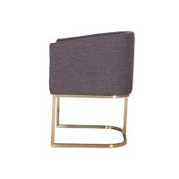Benjara Fabric Upholstered Dining Chair With Round Cantilever Base, Gray
