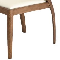 Benjara Leatherette Dining Chair With Curved Legs And Armrest, Cream And Brown