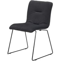 Benjara Fabric Tufted Metal Dining Chair With Sled Legs Support, Set Of 2, Dark Gray