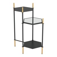 Homeroots Decor 199-Inch X 12-Inch X 274-Inch Gold & Black, Steel & Mirror, Side Table
