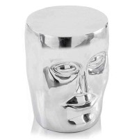 Homeroots Decor 13-Inch X 13-Inch X 18-Inch Silveraluminum - Face Stool