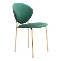 Homeroots Decor 181-Inch X 236-Inch X 323-Inch Green & Gold, Velvet, Steel & Plywood, Chair - Set Of 2