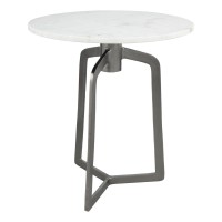 Homeroots Decor 18-Inch X 18-Inch X 21-Inch White Marble & Black, Marble, Aluminium, Side Table