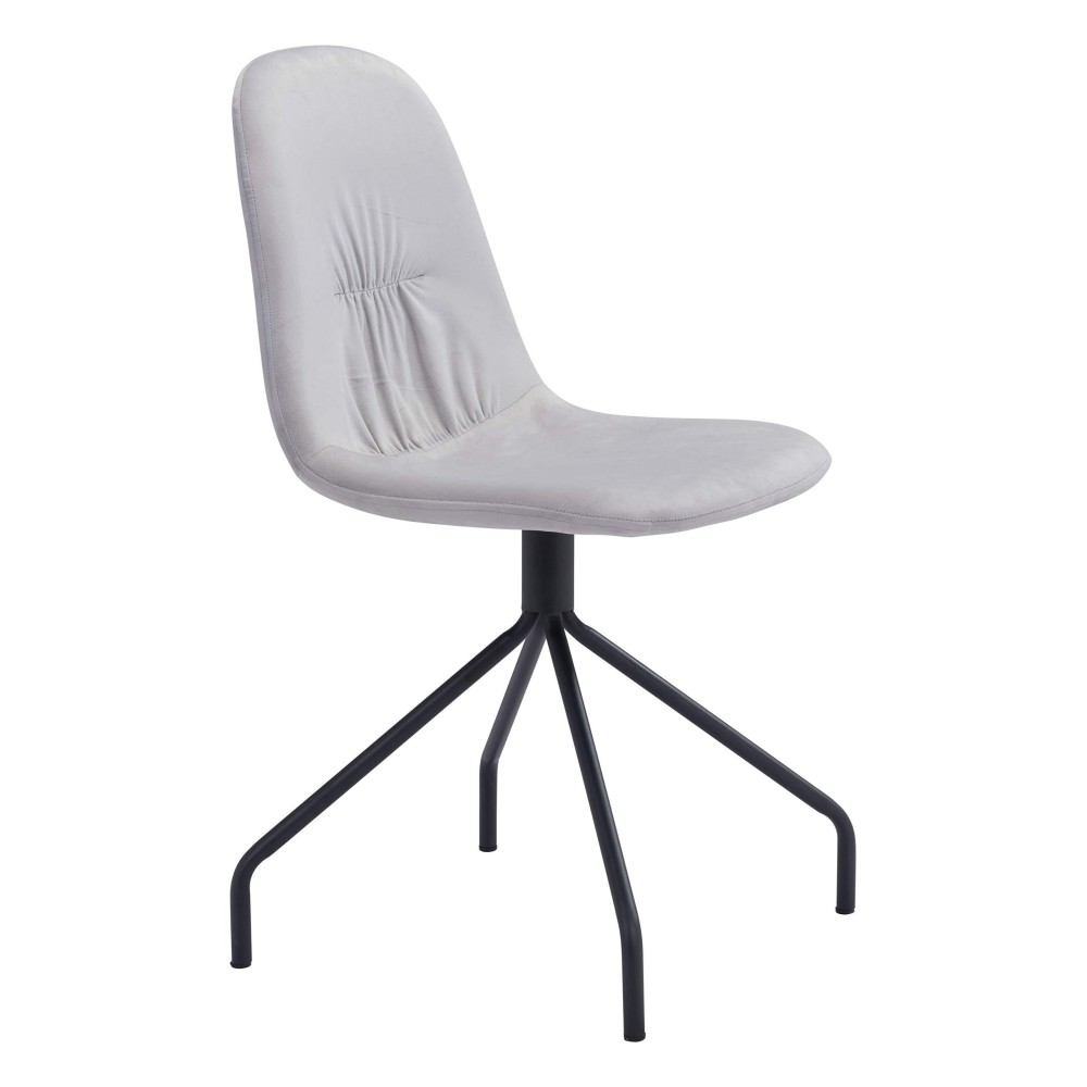 Homeroots 177 X 209 X 339 Light Gray, Velvet, Steel & Plywood, Chair - Set Of 2