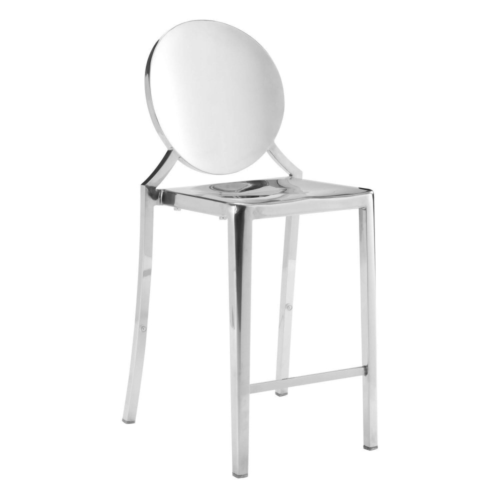 Homeroots Decor 183-Inch X 185-Inch X 39-Inch Stainless Steel, Polished Stainless Steel, Counter Chair - Set Of 2