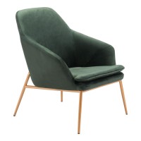 Homeroots Velvet, Metal 34 Green Velvet Metal Arm Chair