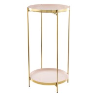 Homeroots Furniture 127-Inch X 127-Inch X 242-Inch White & Gold, Porcelain Enamel, Iron, Side Table