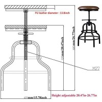 Diwhy Industrial Vintage Bar Stool,Kitchen Counter Height Adjustable Pipe Stool,Cast Iron Stool,Swivel Bar Stool,Metal Stool,27 Inch,Fully Welded Set Of 2 (Brown Pu Leather Top)