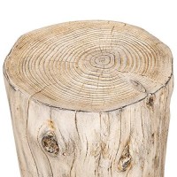 Ball & Cast Faux Wood Stump Stool Accent Table 14.9Wx13.625Dx16.54H Grey White Set Of 1