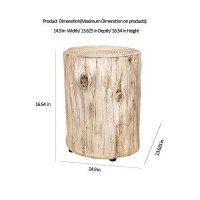 Ball & Cast Faux Wood Stump Stool Accent Table 14.9Wx13.625Dx16.54H Grey White Set Of 1