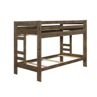 Benjara Transitional Style Wooden Twin Bunk Bed With Guard Rails, Brown