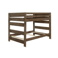 Benjara Transitional Style Wooden Full Bunk Bed With Guard Rails, Brown