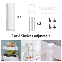 Solejazz Slim Storage Cart, 4 Tier Bathroom Organizer Mobile Shelving Unit, Rolling Utility Cart Slide Out Organizer For Kitchen, Bathroom, Laundry, Narrow Places, White