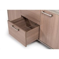 Benjara Door Storage Buffet With Faux Concrete Top And 2 Drawers, Brown And Gray