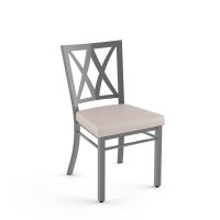 Amisco Washington Dining Chair - Cream Faux Leatherglossy Gray Metal