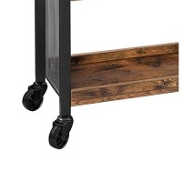 Benjara 3 Tier Wood And Metal Kitchen Cart With Mesh Side Panel, Brown And Black