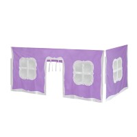 Max & Lily Underbed Curtain For Low Bunk Bedlow Loft Bed, Play Curtain For Kids, Cotton Privacy Curtain For Bottom Bunk, 2 Panel Curtain Set Purplewhite