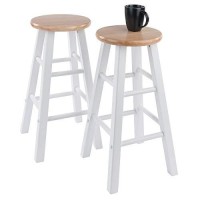 Winsome Element Counter Stools, Natural & White, 24, Walnut, 2 Piece Set