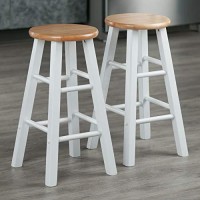 Winsome Element Counter Stools, Natural & White, 24, Walnut, 2 Piece Set