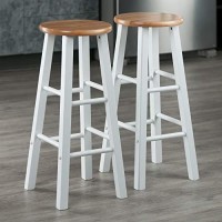 Element Bar Stools, 2-Pc Set, Natural & White