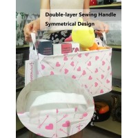 Queenlala Rectangular Laundry Hamper/Foldable Nursery Laundry Basket For Organizing/Storage Bin Baskets/Children Toy Office Bedroom/Toy Bin Closet Shelf Baskets(Rec-Pink-Heart Arrow)