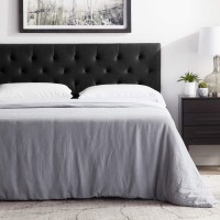 Lucid Mid-Rise Diamond Tufted Upholstered Black Attach Frame-Wall Mount-Headboard Only - Queen Platform