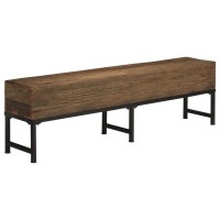 Vidaxl 63 Solid Reclaimed Wood Bench - Antique-Style Wooden Bench With Industrial Charm, Powder-Coated Steel Legs, Stable And Durable Construction For Room