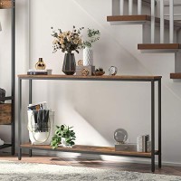 Hoobro Console Table, 472 Narrow Entryway Table, Industrial Sofa Table With Shelf, Entrance Table For Living Room, Hallway, Foyer, Corridor, Office, Metal Frame, Rustic Brown And Black Bf20Xg01G1