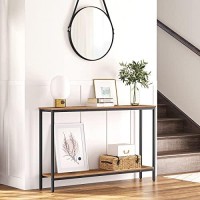Hoobro Console Table, 472 Narrow Entryway Table, Industrial Sofa Table With Shelf, Entrance Table For Living Room, Hallway, Foyer, Corridor, Office, Metal Frame, Rustic Brown And Black Bf20Xg01G1