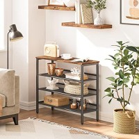 Hoobro Industrial Shoe Rack, 4-Tier Shoe Shelf, Storage Organizer Unit With 3 Mesh Shelves, Wood Look Accent Furniture With Metal Frame, For Entryway, Living Room, Hallway Bf14Xj01