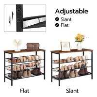 Hoobro Industrial Shoe Rack, 4-Tier Shoe Shelf, Storage Organizer Unit With 3 Mesh Shelves, Wood Look Accent Furniture With Metal Frame, For Entryway, Living Room, Hallway Bf14Xj01