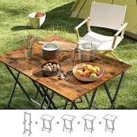 Hoobro Industrial Folding Side Tables, Set Of 4 Tv Trays With Storage Rack For Snack Eating At Couch, Foldable, For Small Space, Easy Assembly, Rustic Brown And Black Bf50Bz01