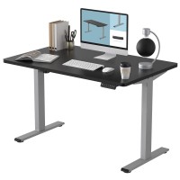 Flexispot En1 Electric Stand Up Desk 48 X 30 Inches Whole-Piece Desktop Standing Desk Ergonomic Memory Controller Standing Height Adjustable Desk (Gray Frame + 48 Black Top, 2 Packages)