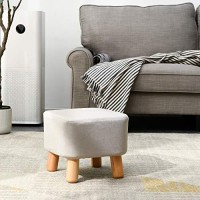 Ibuyke Small Footstool, Solid Wood Ottoman Stool, Sofa Tea Stool, Change Shoes Bench, Footrest Stepstool, Padded Seat Wooden Legs, For Living Room, Bedroom Gl-Bd020