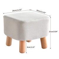 Ibuyke Small Footstool, Solid Wood Ottoman Stool, Sofa Tea Stool, Change Shoes Bench, Footrest Stepstool, Padded Seat Wooden Legs, For Living Room, Bedroom Gl-Bd020