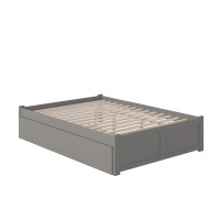 Afi Concord Queen Platform Bed With Footboard And Twin Extra Long Trundle In Grey