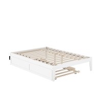 Afi, Colorado Full Size Platform Bed With Twin Trundle And Usb Charger, White