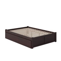 Afi Concord Queen Platform Bed With Footboard And Twin Extra Long Trundle In Espresso