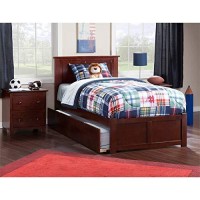 Atlantic Furniture Afi Madison Twin Xl Platform Panel Bed With Trundle In Walnut