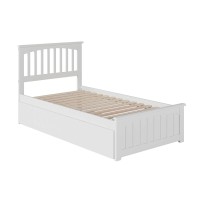 Afi Mission Twin Extra Long Platform Bed With Matching Footboard And Turbo Charger With Twin Extra Long Trundle In White