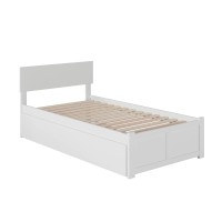 Afi Orlando Platform Bed With Footboard And Turbo Charger With Twin Extra Long Trundle, White