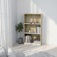 Vidaxl 3-Tier Book Cabinet White & Sonoma Oak 23.6X9.4X42.9 Engineered Wood