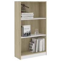 Vidaxl 3-Tier Book Cabinet White & Sonoma Oak 23.6X9.4X42.9 Engineered Wood