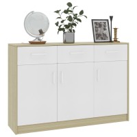 Vidaxl Sideboard White And Sonoma Oak 43.3X11.8X29.5 Engineered Wood